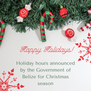 Holiday hours announced by the Government of Belize for Christmas season