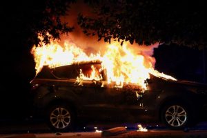 Rental SUV destroyed in blaze on John Smith Road; American driver escapes unharmed