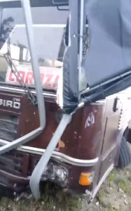 Tillet’s Bus crashes at Crooked Tree roundabout, passengers safe