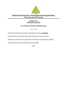NEMO issues "All Clear" after earthquake and tsunami threat passes
