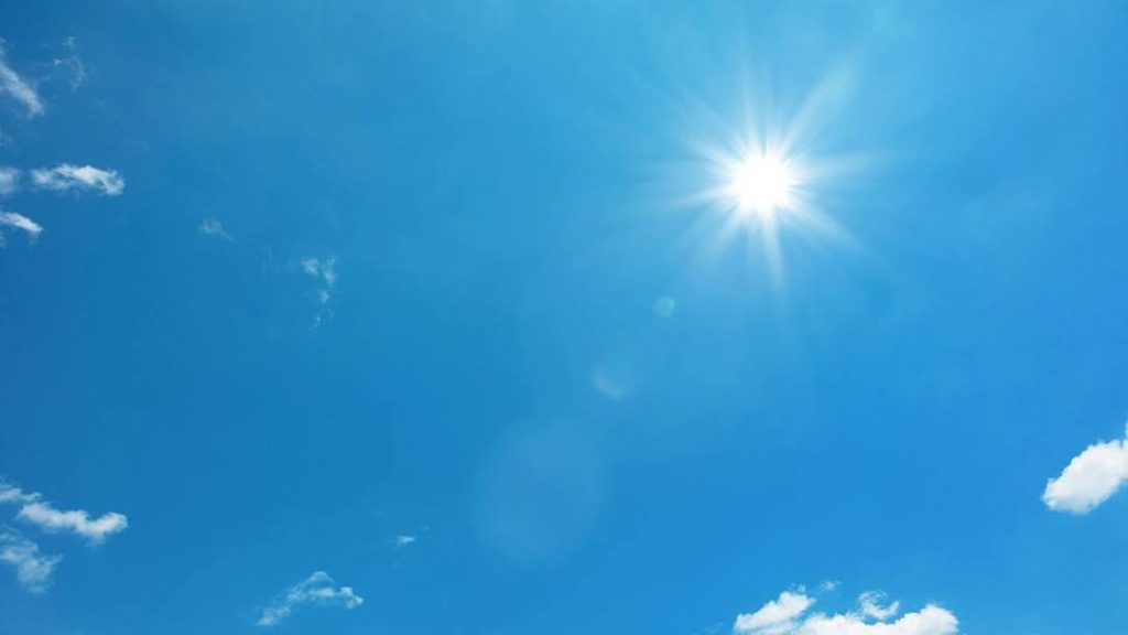 Mostly sunny skies with isolated showers expected today