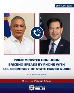 Prime Minister John Briceño and U.S. Secretary of State Marco Rubio engage in bilateral discussions