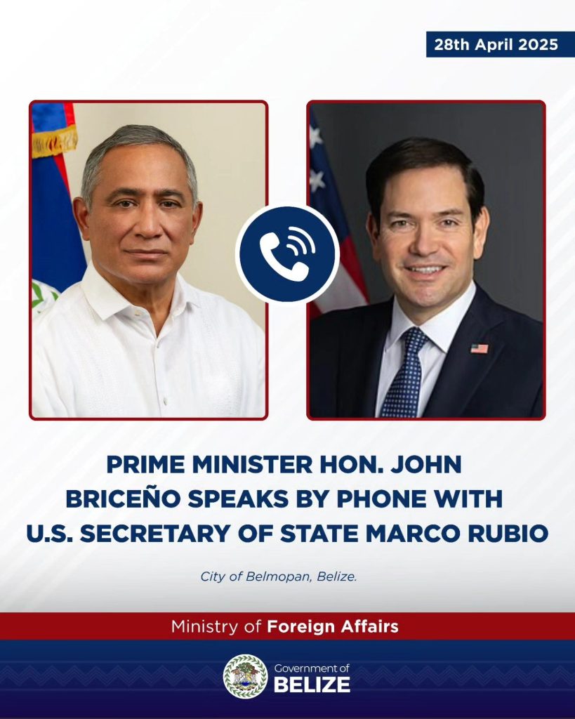 Prime Minister John Briceño and U.S. Secretary of State Marco Rubio engage in bilateral discussions