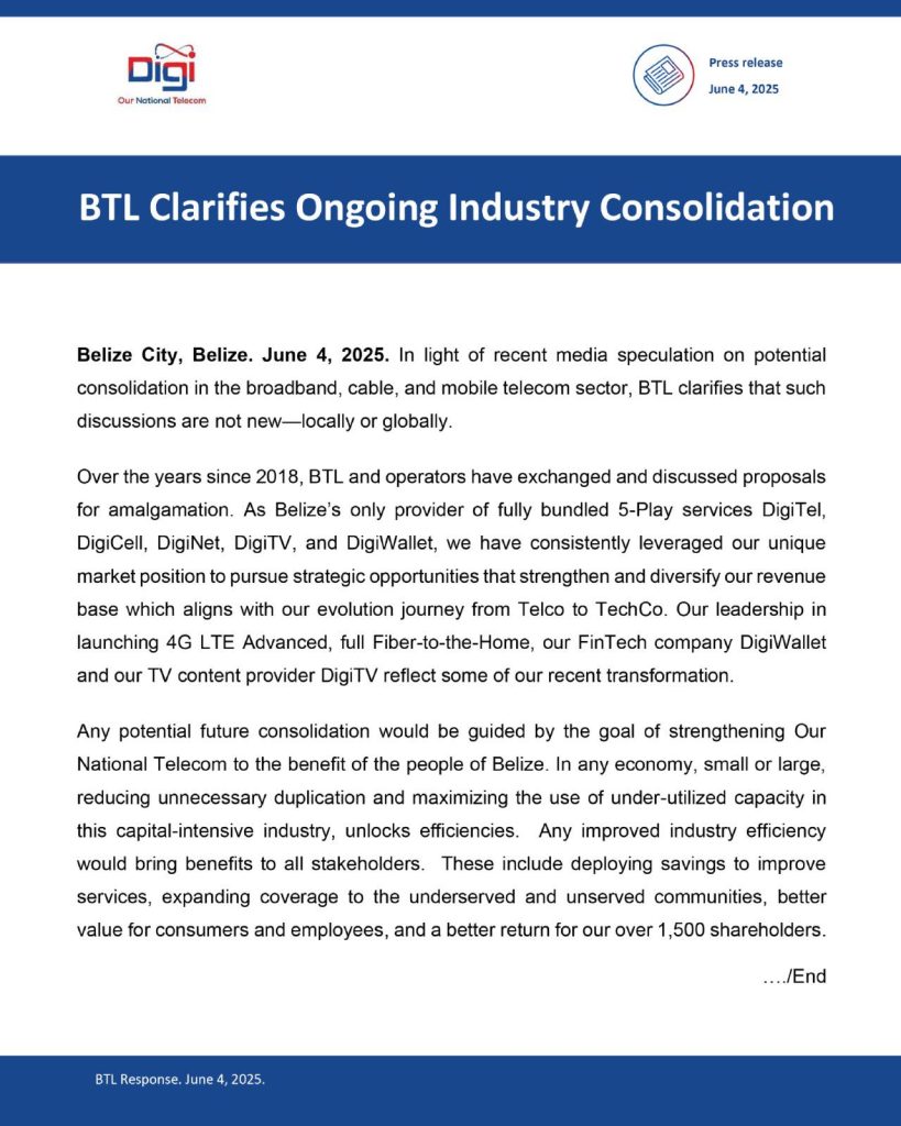 BTL responds to industry speculation, says consolidation talks are not new