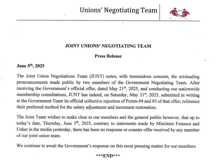 Joint Union negotiators reject key parts of government offer, await official response