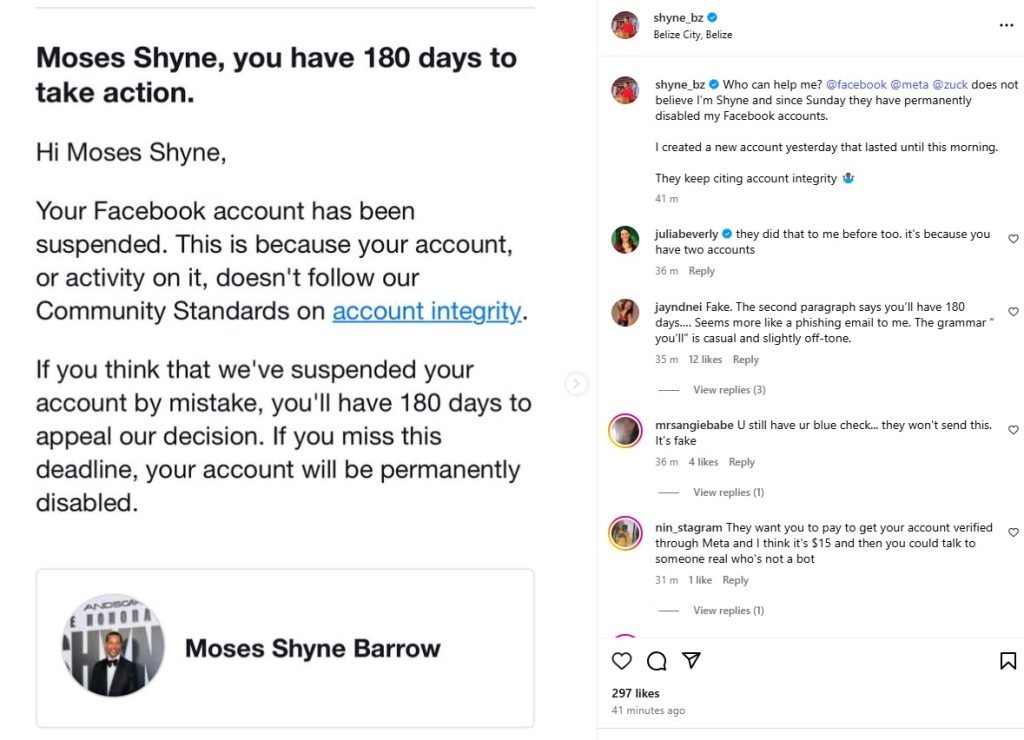 Shyne Barrow calls on Meta to reinstate his Facebook accounts