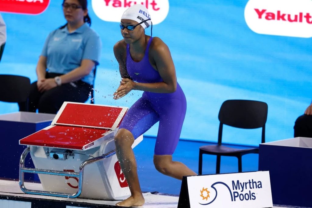 Belizean swimmer Davia Richardson sets personal best at World Championships
