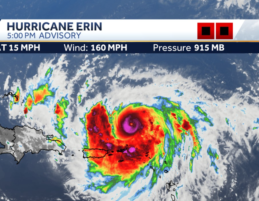 Hurricane Erin powers into major storm but poses no threat to Belize
