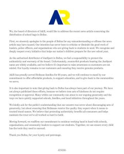 A&R issues apology and clarifies position on school bag controversy