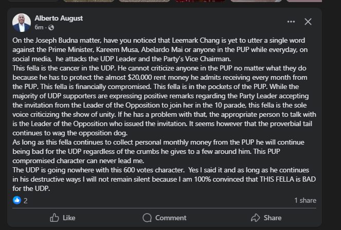 Alberto August slams Lee Mark Chang, calls him “Bad for UDP”