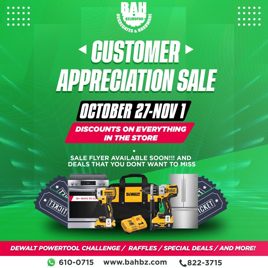 Discounts, raffles, and power tool challenge await at Belmopan Aggregates & Hardware