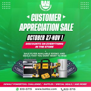 Discounts, raffles, and power tool challenge await at Belmopan Aggregates & Hardware