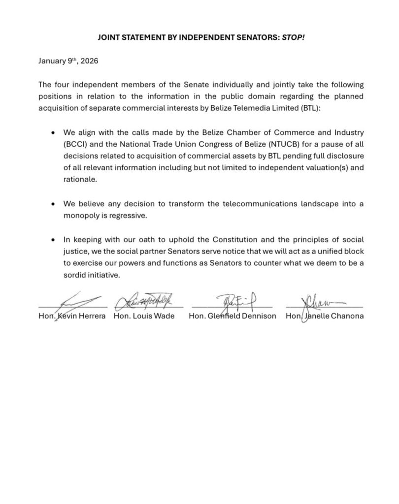 Independent senators say STOP to telecom monopoly