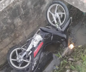 Motorcyclist injured after plunging into deep drain