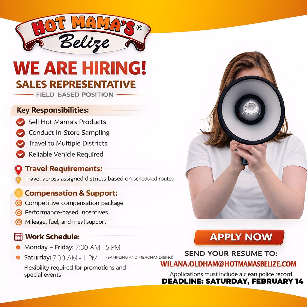 Hot Mama’s Belize hiring field-based sales representative - Apply Here!