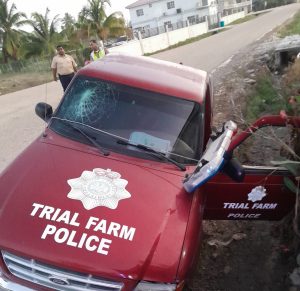 Police patrol vehicle crashes into ditch on Kiski Street