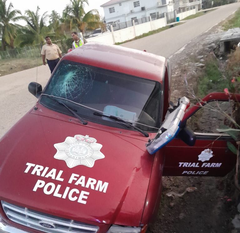 Police patrol vehicle crashes into ditch on Kiski Street