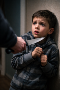 Child reports being threatened with knife during domestic dispute