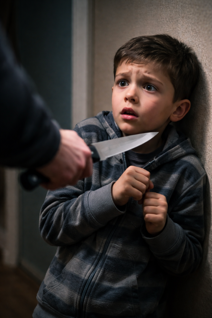 Child reports being threatened with knife during domestic dispute