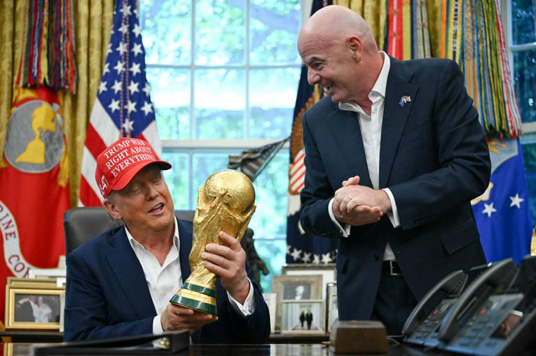 A presidential touch as Trump joins the World Cup trophy handover