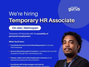 Belmopan job seekers, The Office Gurus wants a new HR associate