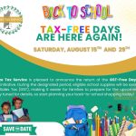 Mark the dates: tax-free school shopping August 15 and 29