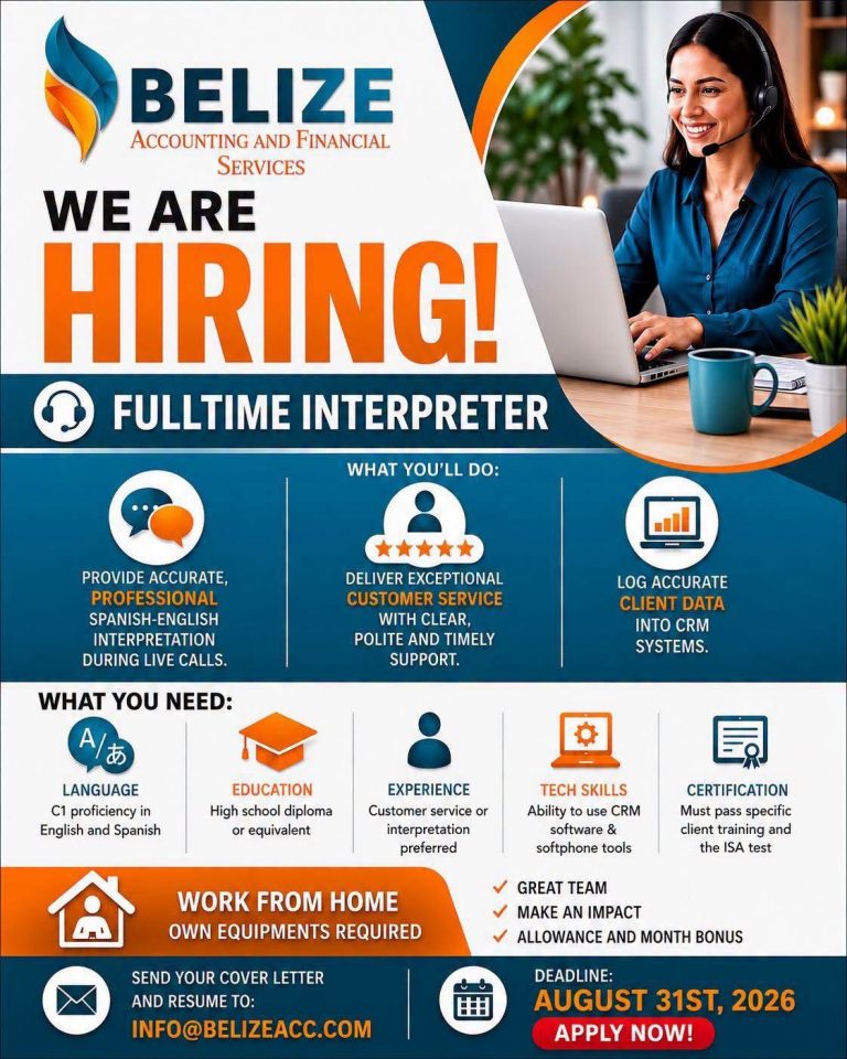 Work from home interpreter job open in Belize