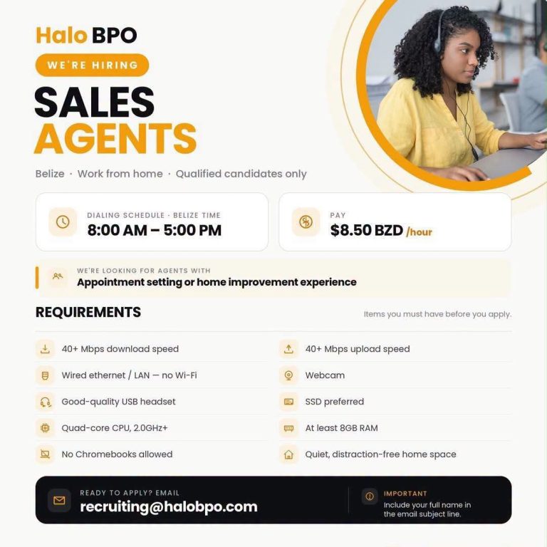 Got sales experience? Halo BPO wants remote agents across Belize