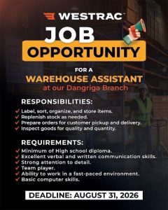 Applications close today for Dangriga warehouse job