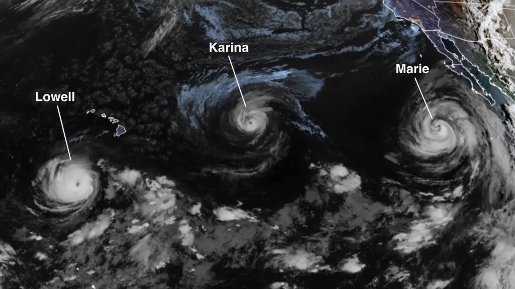 Three hurricanes at once in the Pacific, and we are in our own peak month