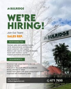 Sales Representative vacancy opens in Georgeville, Cayo