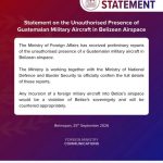 Foreign Ministry warns any Guatemalan military aircraft incursion would violate Belize’s sovereignty