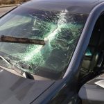 Metal pipe smashes windshield with family and child inside